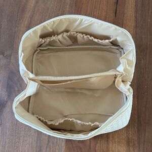 Cream Quilted Cosmetic Bag